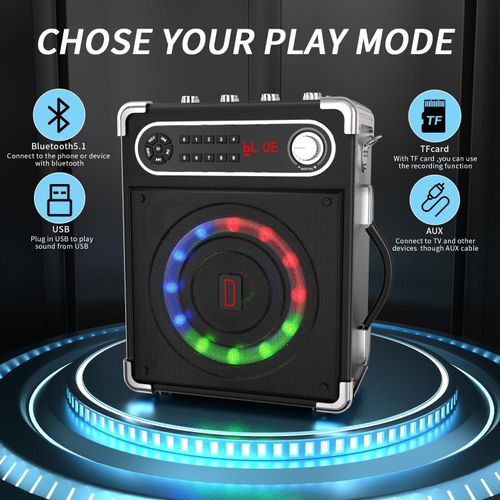 Karaoke Machine with 2 Wireless Microphones,Portable Bluetooth 5.1 Speaker Light — image 3