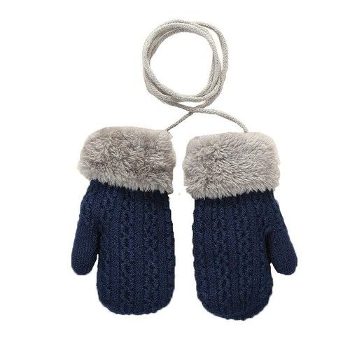 Mittens Toddler Baby Boys String UKX Gloves Girls Winter with Neck Warm Knitted