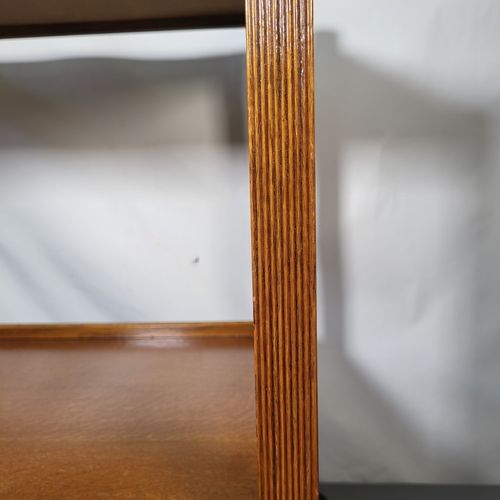 Mid Century Oak Serving Drinks Trolley Two Tier Cocktail Trolley Caster Wheels  — image 3