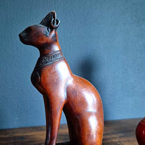 Egypt Cat Goddess Bastet Statue - Collectible Feline Figurine Paperweight