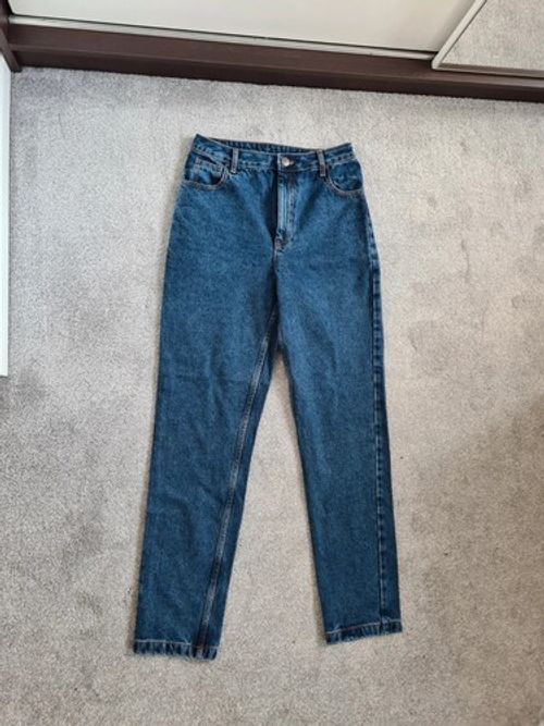 Lucy & Yak Dana Mom Jeans Women High Waist Straight Leg Cotton Blue W26 UK8 New