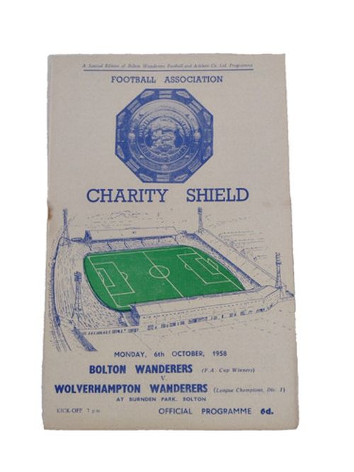 1958 Charity Shield Programme - Bolton Wanderers v Wolves - Vintage Football