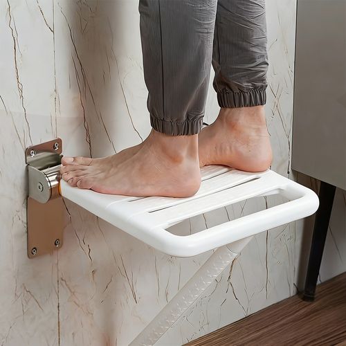 Folding Shower Bench Wall Mount Flip-up Bath Seat Bathroom Chair Non-slip Stool — image 13