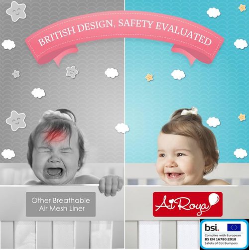 Premium Mesh Cot Bumper for 2 Sided Solid End Cots Double Layers Air Mesh for — image 4