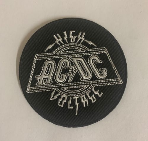 Ac/Dc High Voltage Round Woven Sew Or Iron On Patch Officially Licensed — image 1