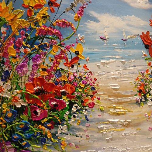 ORIGINAL , OIL PAINTING CANVAS  70x70 cm ANNA KALUZNA,  Summer whispers — image 5