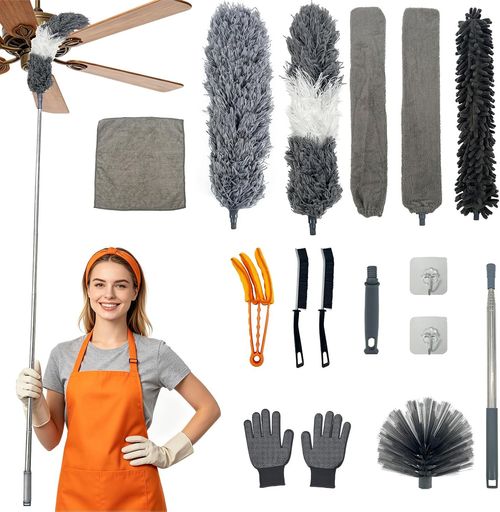 15 PCS Feather Dusters for Cleaning, Microfiber Duster with Extension Pole — image 1
