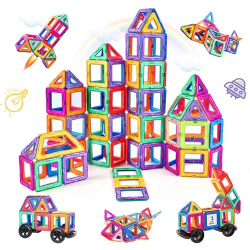 Magnetic Tiles for Kids 110PCS, Magnetic Building Blocks Magnets for 3+Kids NEW