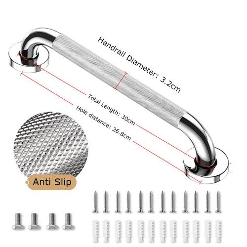 304 Stainless Steel Bathroom Safety Bar Handle Hand Rail Grab Support Non-slip