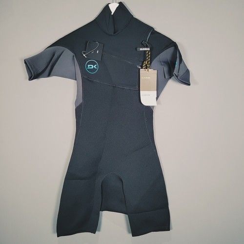 bnwt DAKINE Mens Quantum Wetsuit XS Black Grey 2/2mm Chest Zip Shorty Surf Kp30