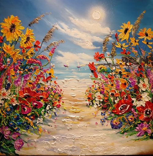 ORIGINAL , OIL PAINTING CANVAS  70x70 cm ANNA KALUZNA,  Summer whispers — image 2