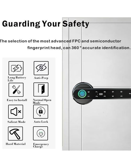 5-in-1 Smart Fingerprint Door Lock, Digital Handle with App, Card, Code & Keys — image 3