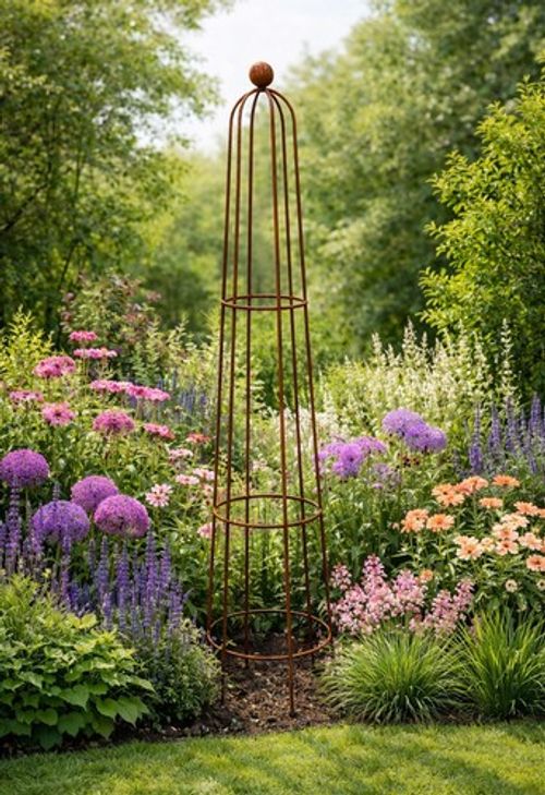 Garden Obelisk Steel Climbing Rose Plant Support Rustic Vintage 210cm