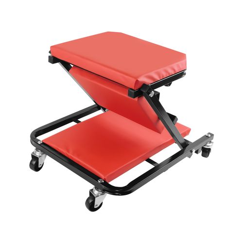 2-in-1 Folding Car Creeper Mechanics Stool Padded Crawler Board with Padding Red — image 14