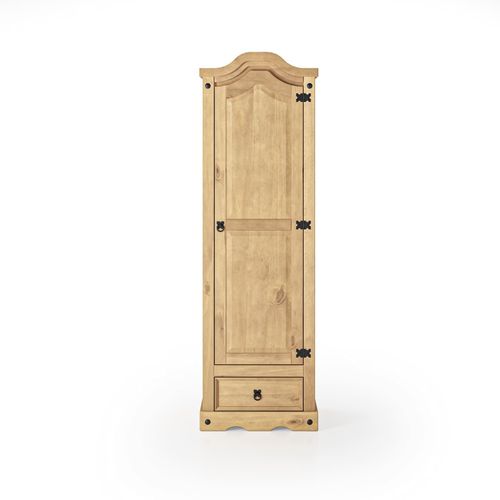 Corona Wardrobe 1 Door 1 Drawer Arch Top Robe Mexican Solid Pine — image 5