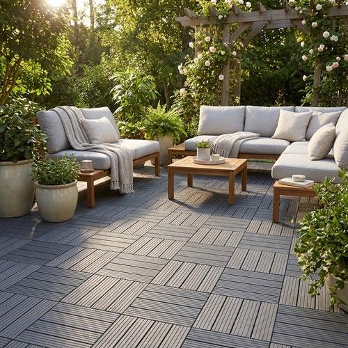 48 Pack Anti-Slip Interlocking Deck Tiles 30x30cm Outdoor Patio Garden Floor UK
