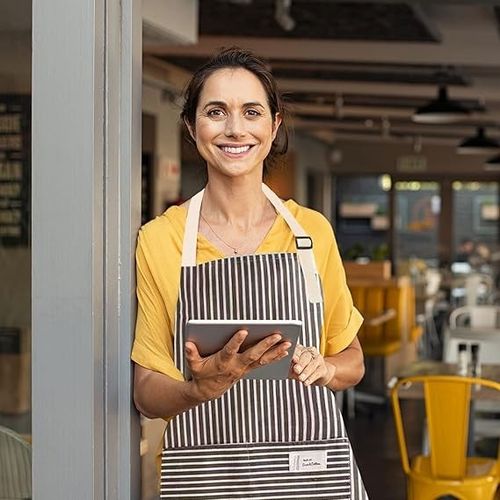 2x Chef Apron Striped Cooking Kitchen Aprons Neckband Pockets Apron Women & Men — image 8