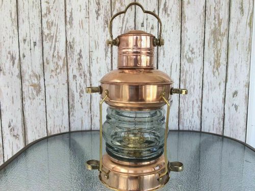 Brass & Copper Anchor Oil Lamp Nautical Maritime Ship Lantern Boat Light Solid — image 3