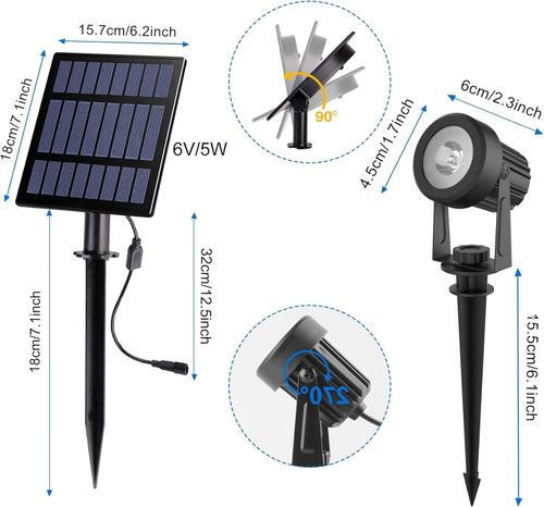 T-SUN Solar Powered Spot Lights LED Outdoor Wall Light Garden Landscape Lamps UK — image 6