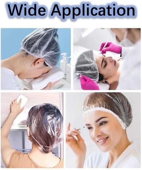 100 Pcs Disposable Shower Caps PE Waterproof Thickened Elastic Multi-use — image 6