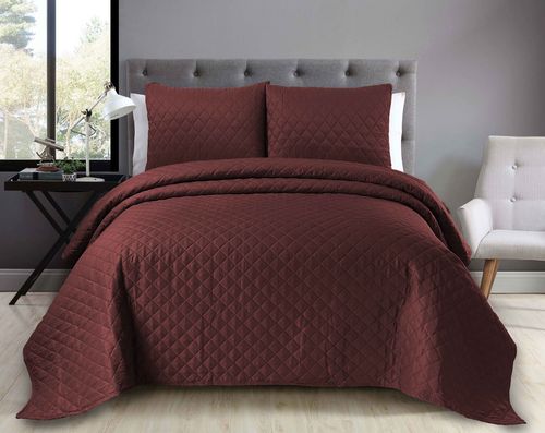 3 PIECE QUILTED BEDSPREAD BED THROW SINGLE DOUBLE KING SIZE EMBOSSED BEDDING SET — image 3