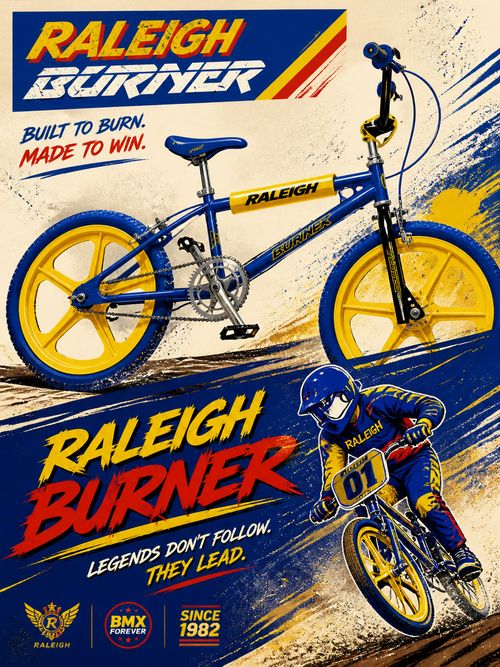 Classic RALEIGH Burner BMX Bike metal wall sign man cave shed garage plaque gif — image 2