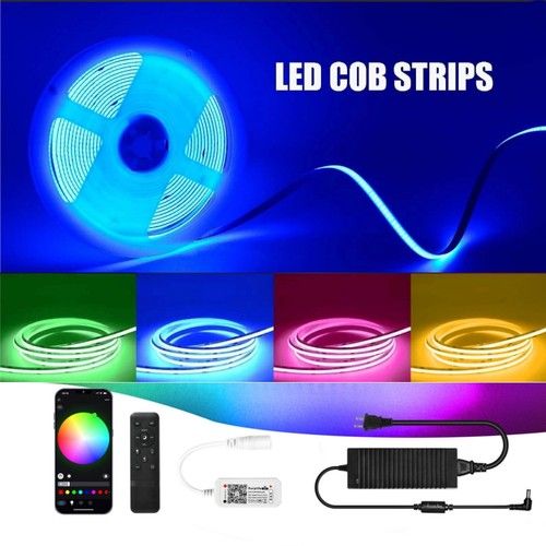 5m/10m WIFI RGB COB LED Strip Light Colour Changing LED Flexible Tape Light Kits