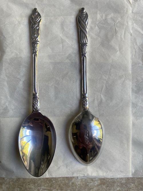 Set of 6 Vintage Silver Plated Apostle Tea Spoons In Original Case — image 2
