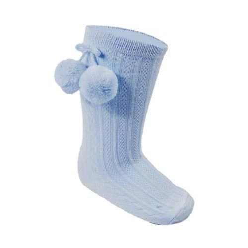 Baby Pom Pom Socks Boy Girl Infants Knee High Spanish Style 0-24 Months