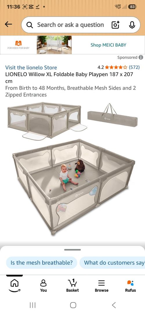 Lionelo Florence XL Easy Fold Large Baby Playpen 180 x 200 cm Foldable — image 2