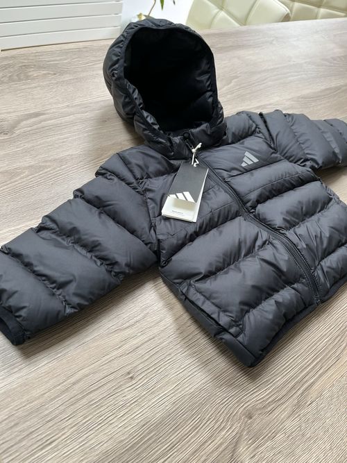 ADIDAS Unisex Baby Black Puffer Jacket 6-9 Months Removable Hood JL7389