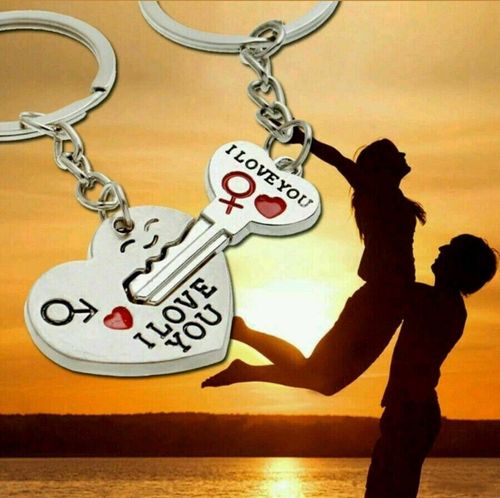 Romantic Gift For Her Him I Love You Keyring Heart Key Lover Couple Key Ring UK — image 2