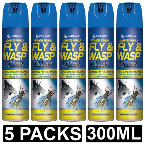 5x Fly And Wasp Killer Spray Kills Insects Midges Mosquito Advance Formula 300ml