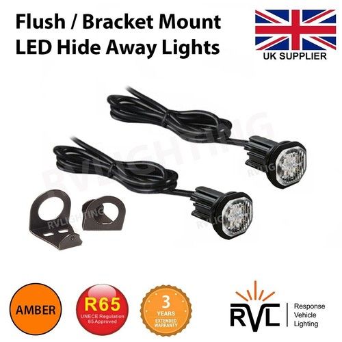 Amber Strobe LED Hide Away Lights Warning  12V 24V Flush Bracket Lightbar Beacon