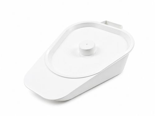 Slipper Bed Pan with Lid Integrated Handle Suitable for Both Men & Women — image 2