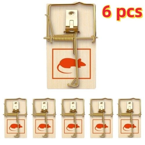 6 Pack Wooden Mouse Traps Reusable Snap Rodent Pest Control For Home Kitchen