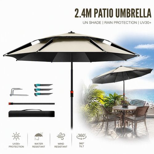 Large Parasol Garden Table Sun Shade Canopy Patio Outdoor Umbrella Crank Tilt