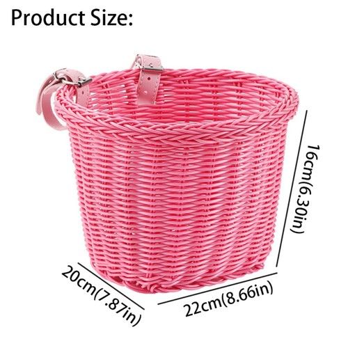 Handwoven Bicycle Basket Adjustable Leather Straps Cycling Handlebar Basket