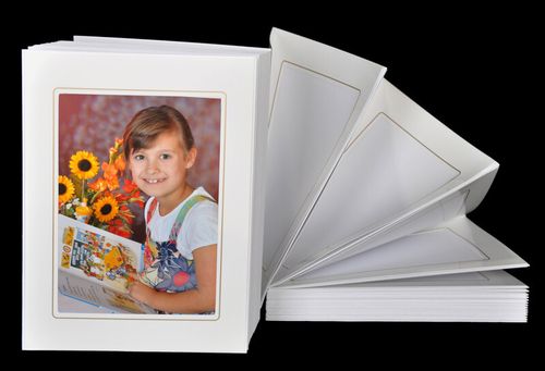 Leporello For 50 Photos 10X15 - White With Gold Edge - All Passepartouts Square — image 1