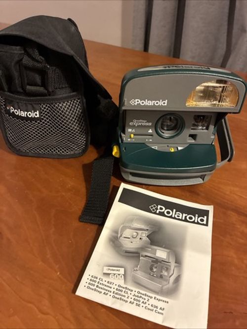 Polaroid OneStep Express 600 Instant Film Camera Green Untested Case And Instruc