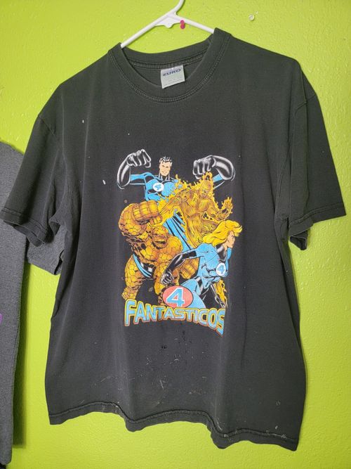 VTG Fantastic Four 4 Shirt Fantasticos Spanish Euro Tag 90s Y2K Distressed Rare — image 1