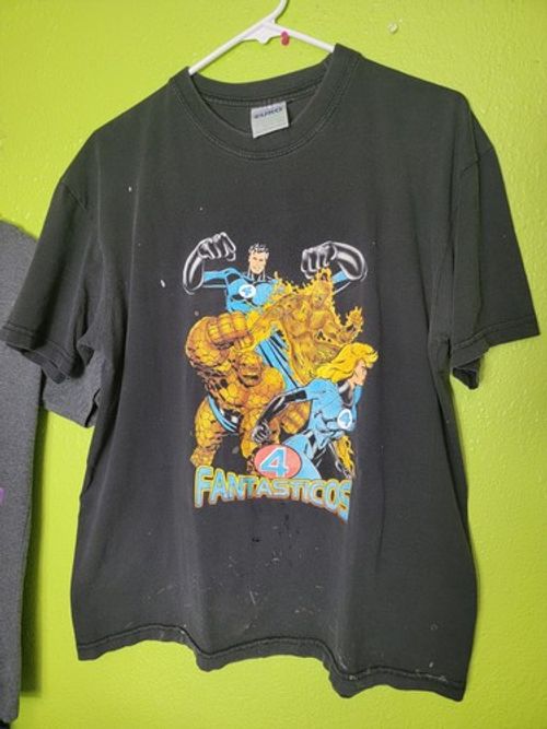 VTG Fantastic Four 4 Shirt Fantasticos Spanish Euro Tag 90s Y2K Distressed Rare