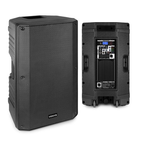 Vonyx VSA150S 15" Active Powered DJ PA Speaker System Set with Stands — image 2