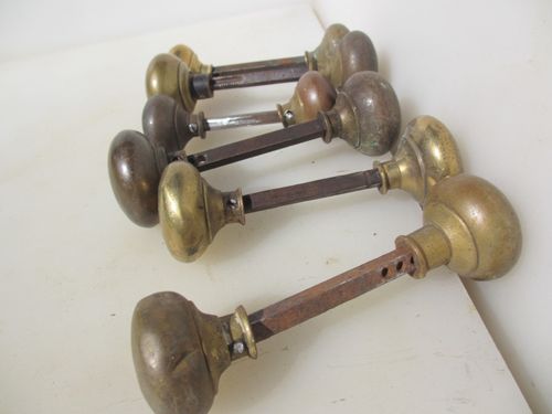 Victorian Brass Door Knobs Rim Lock Handles Old Architectural Antique - £13each — image 4