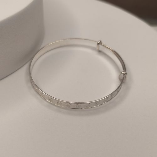 925 Sterling Silver Teddy Bear Baby Bangle - Expanding Bangle, Babies, Toddlers — image 2