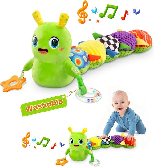 Baby Toys 0-12 Months Musical Caterpillar Sensory Toys Washable Teething Rattle — image 1