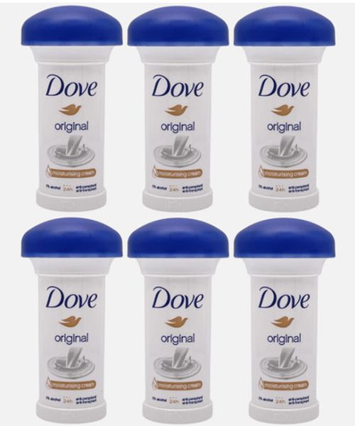 Dove Original Mushroom Deodorant Stick Moisturising Cream 50ml - 6 Pack