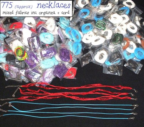 775 pcs Fabric Necklaces Mixed 17.5" - Organza Cord Huge Job Lot Wholesale Bulk