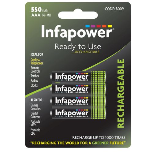 AAA Rechargeable Batteries 550mAh NiMH 4 Pack Rechargeable AAA — image 1