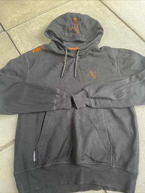 Fox Men’s Medium M Black Hoodie Jumper Orange Detail Carp Fishing Clothing